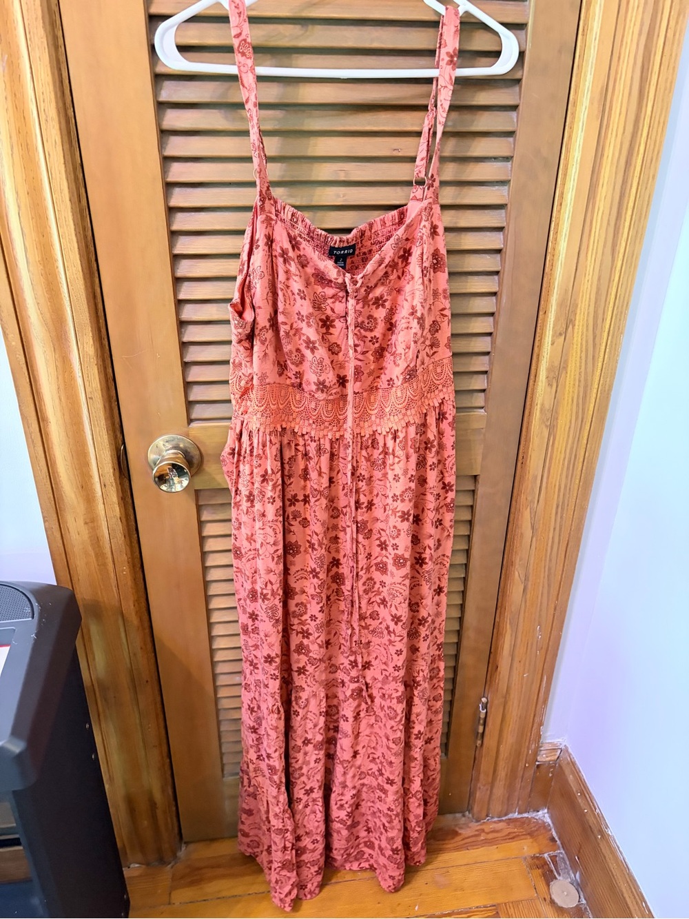 torrid rust floral lace-waist maxi dress